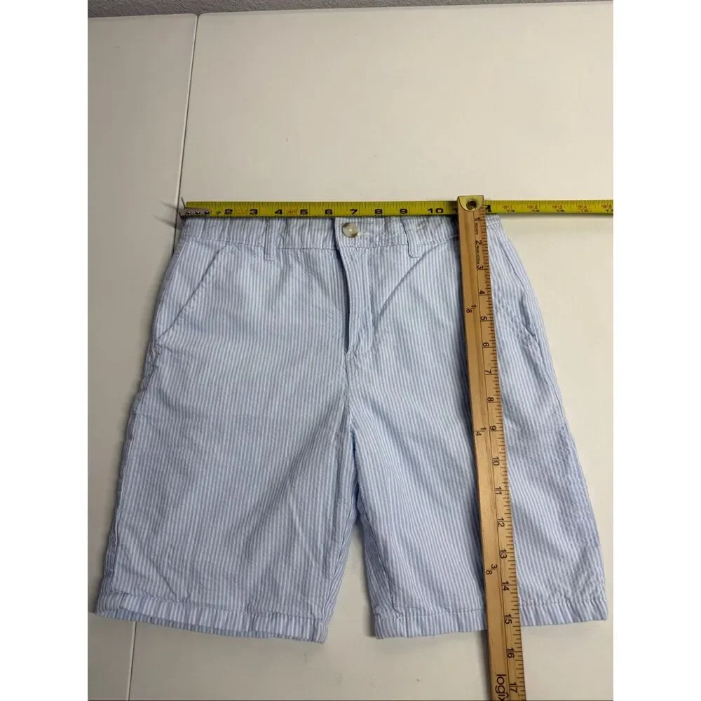 Gymboree Girls Seersucker Shorts Size 10 Blue White Stripe Cotton Summer Preppy